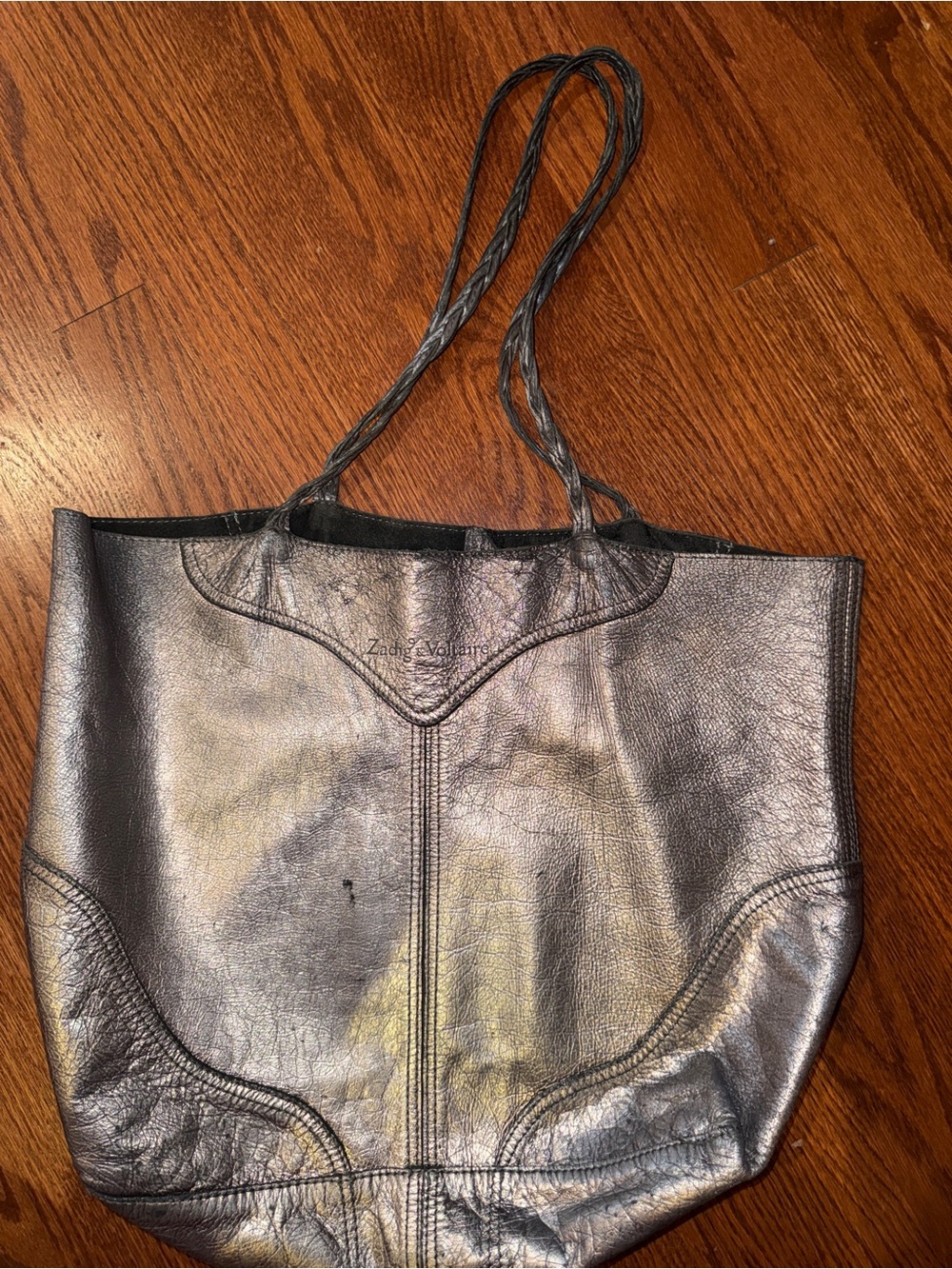 Zadig & Voltaire Metallic Silver Leather Tote